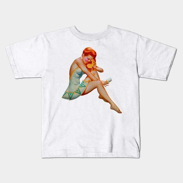 Green Dress - Pin Up Kids T-Shirt by Bootyfreeze